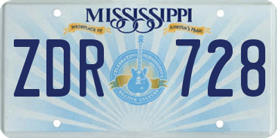 MS license plate ZDR728