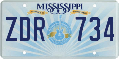 MS license plate ZDR734