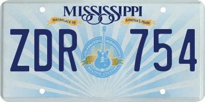 MS license plate ZDR754