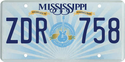 MS license plate ZDR758