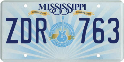 MS license plate ZDR763