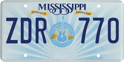 MS license plate ZDR770