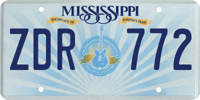 MS license plate ZDR772
