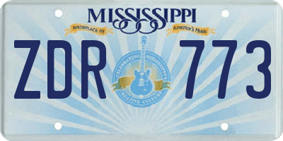 MS license plate ZDR773