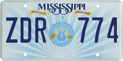 MS license plate ZDR774