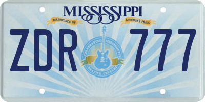 MS license plate ZDR777