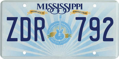 MS license plate ZDR792