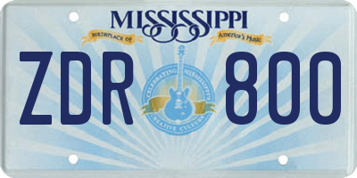 MS license plate ZDR800