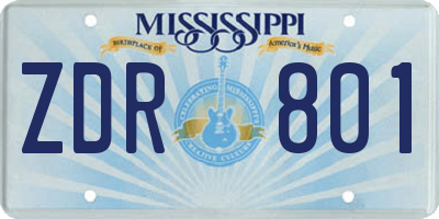 MS license plate ZDR801