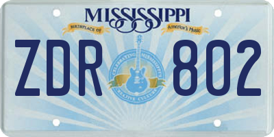 MS license plate ZDR802