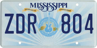 MS license plate ZDR804