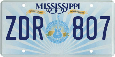 MS license plate ZDR807