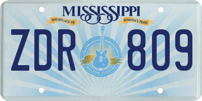 MS license plate ZDR809