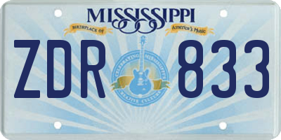 MS license plate ZDR833