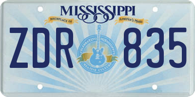 MS license plate ZDR835
