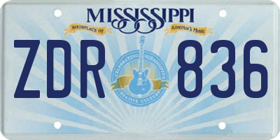 MS license plate ZDR836