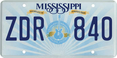 MS license plate ZDR840