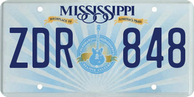 MS license plate ZDR848