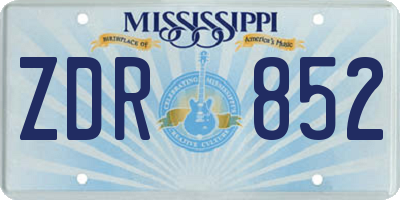 MS license plate ZDR852