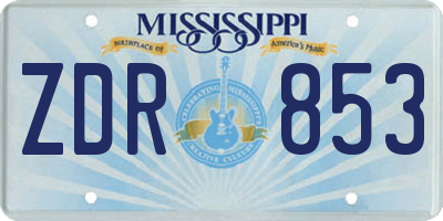 MS license plate ZDR853