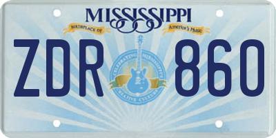 MS license plate ZDR860