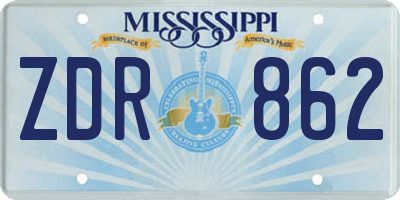 MS license plate ZDR862