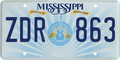 MS license plate ZDR863