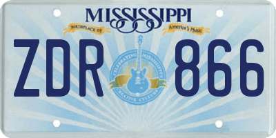 MS license plate ZDR866