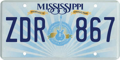 MS license plate ZDR867
