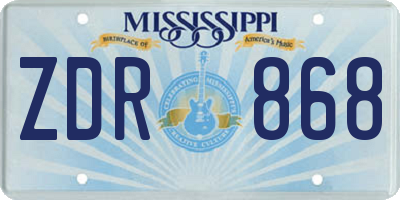 MS license plate ZDR868