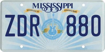 MS license plate ZDR880