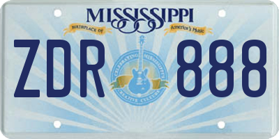 MS license plate ZDR888