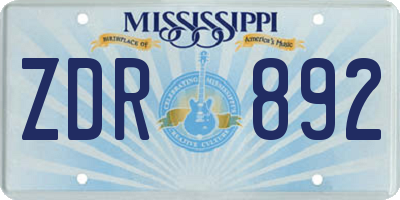 MS license plate ZDR892