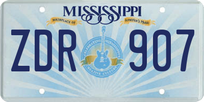 MS license plate ZDR907
