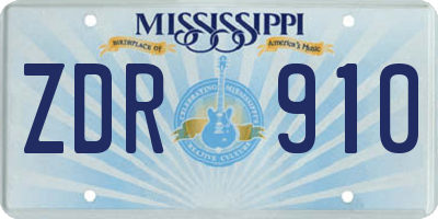 MS license plate ZDR910
