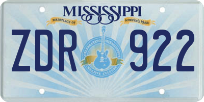 MS license plate ZDR922