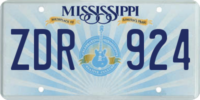 MS license plate ZDR924