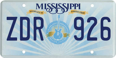 MS license plate ZDR926
