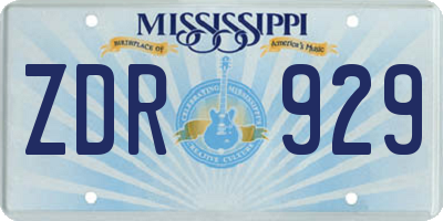 MS license plate ZDR929