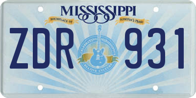 MS license plate ZDR931