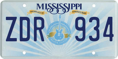 MS license plate ZDR934