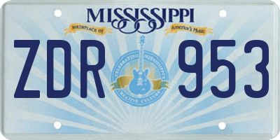 MS license plate ZDR953