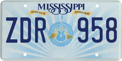MS license plate ZDR958