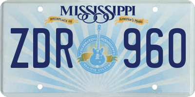MS license plate ZDR960