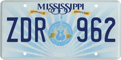 MS license plate ZDR962