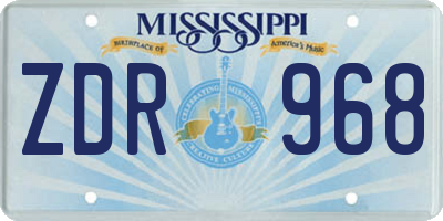 MS license plate ZDR968