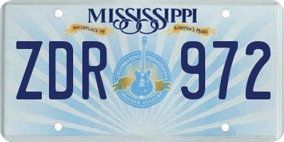 MS license plate ZDR972