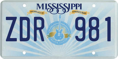 MS license plate ZDR981