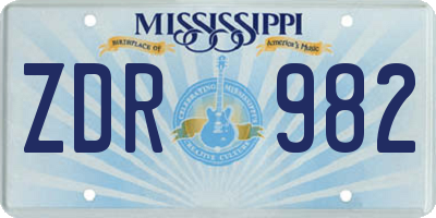 MS license plate ZDR982