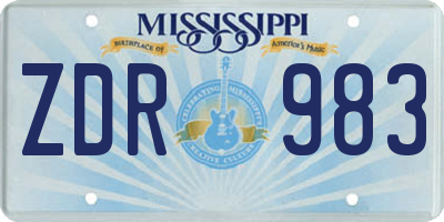 MS license plate ZDR983